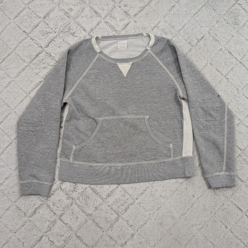 Billy Reid Sweatshirt Womens S Gray Heather Crewneck Raglan Sleeve Fleece